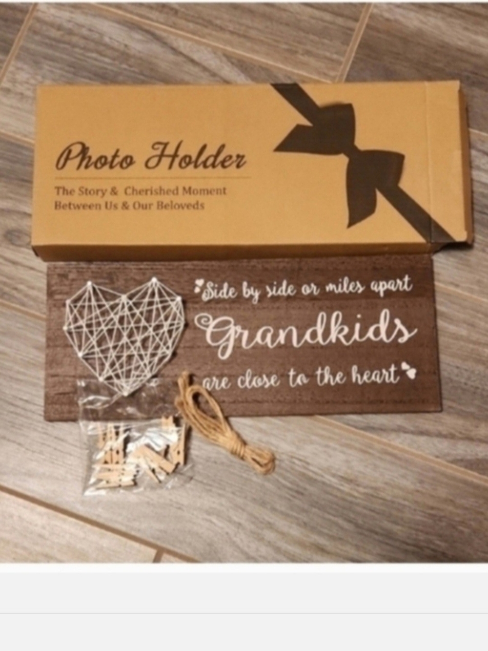 Grandkids String Art Heart Photo Holder